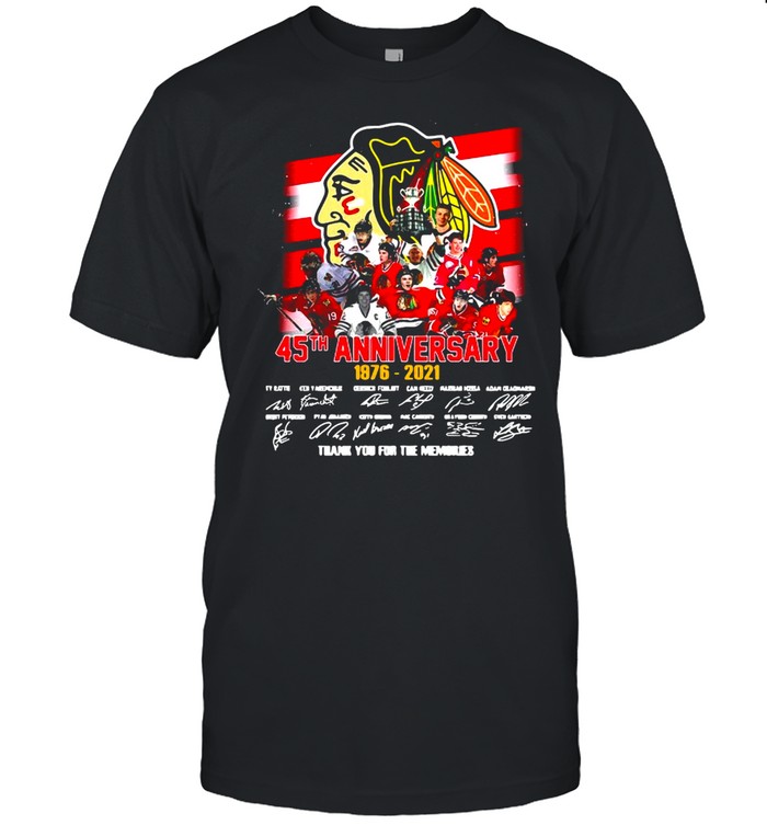 Chicago Blackhawks 45Th Anniversary 1976-2021 Signature Thank You For The Memories T-shirt Classic Men's T-shirt