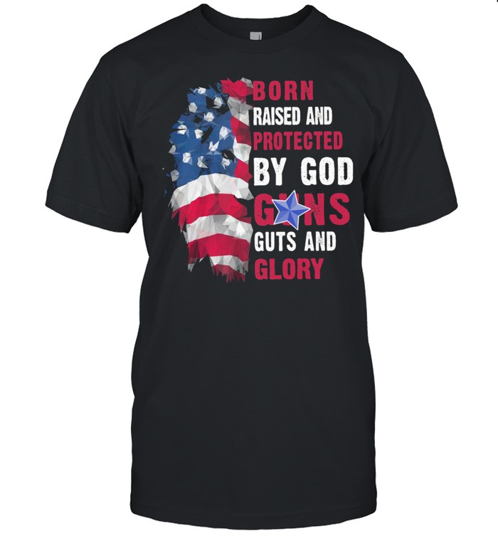Lion born raised and protected by god guns guts and glory shirt Classic Men's T-shirt
