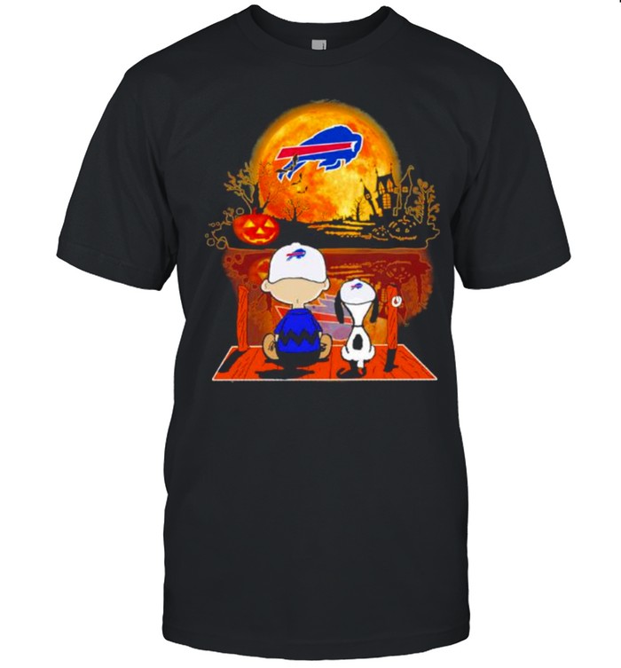 Snoopy and Charlie Brown Pumpkin Buffalo Bills Halloween Moon shirt Classic Men's T-shirt