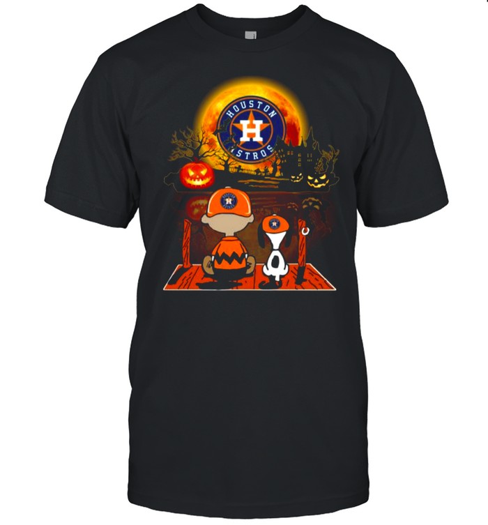 Snoopy and Charlie Brown Pumpkin Houston Astros Halloween Moon shirt Classic Men's T-shirt