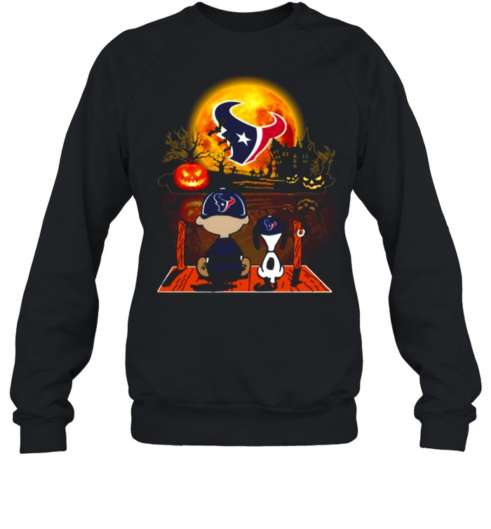 Snoopy And Charlie Brown Pumpkin Houston Texans Halloween Moon Shirt Unisex Sweatshirt