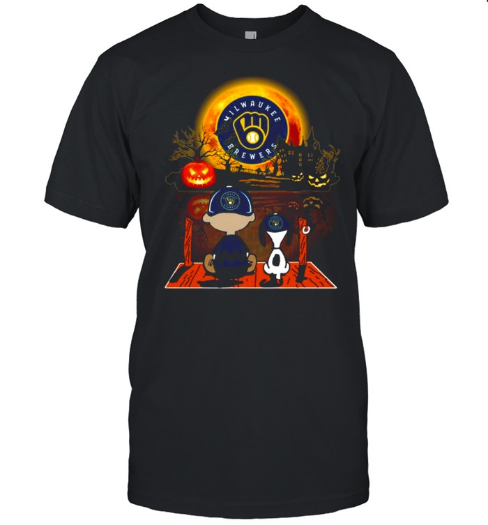 Snoopy and Charlie Brown Pumpkin Miami Milwaukee Brewers Halloween Moon shirt Classic Men's T-shirt
