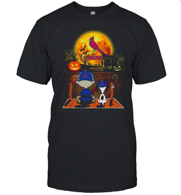 Snoopy and Charlie Brown Pumpkin St. Louis Cardinals Halloween Moon shirt Classic Men's T-shirt