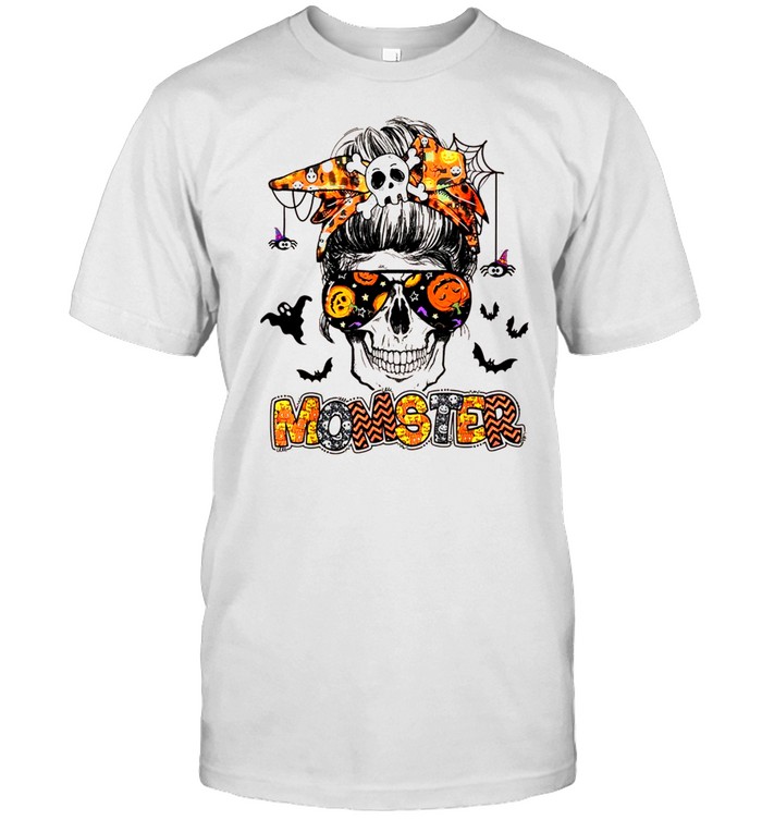 Momster Halloween Costume Skull Mom Messy Hair Bun Monster shirt Classic Men's T-shirt