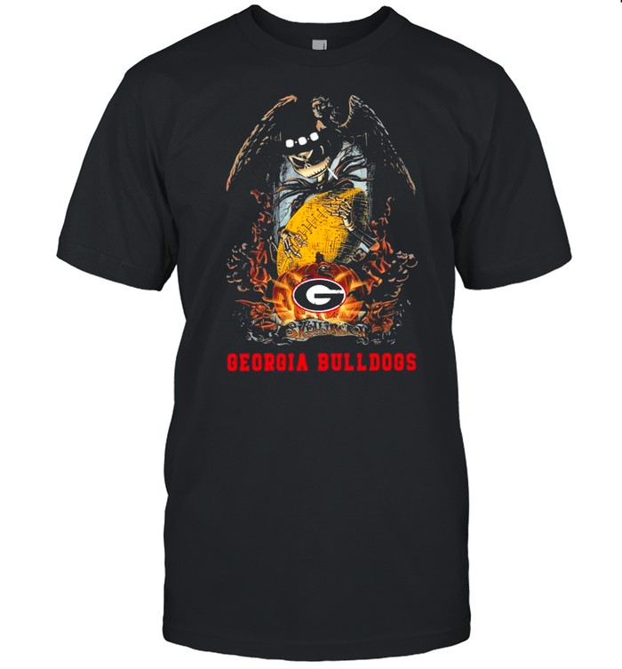 Jack Skellington Hug Georgia Bulldogs Football Angel Happy Halloween  Classic Men's T-shirt