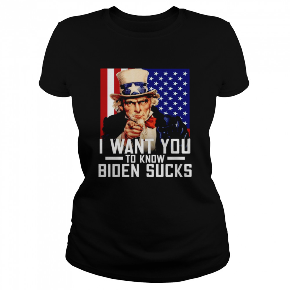 I Want You To Know Biden Sucks American Flag Classic Womens T Shirt