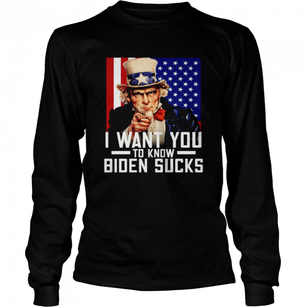 I Want You To Know Biden Sucks American Flag Long Sleeved T Shirt