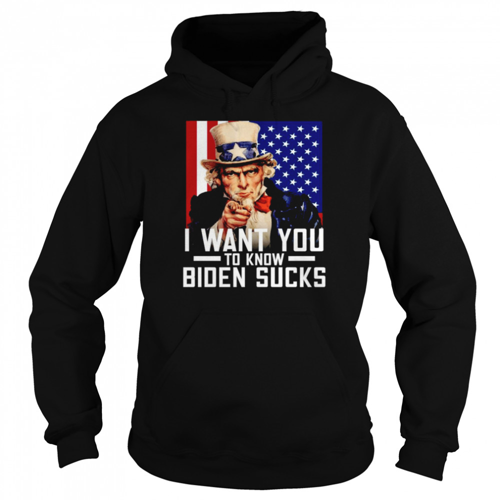 I Want You To Know Biden Sucks American Flag  Unisex Hoodie