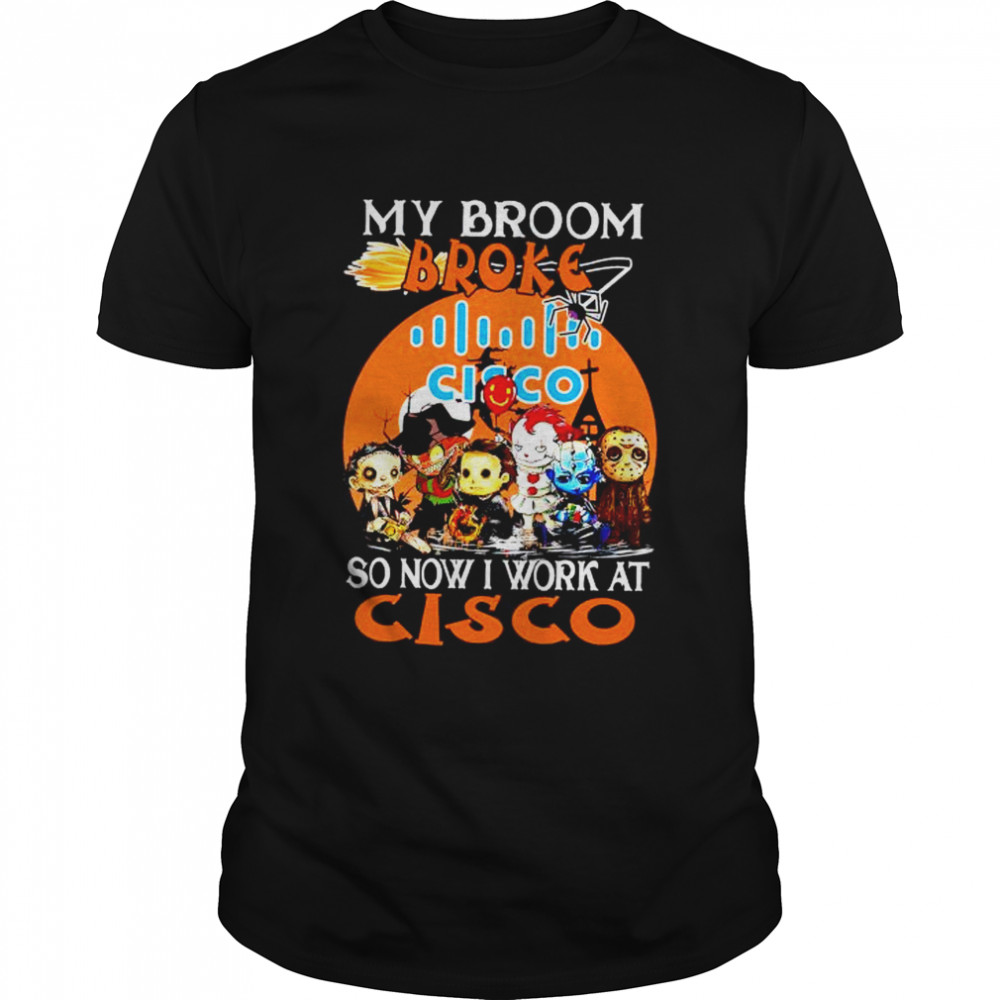 Chibi Horror characters my broom broke so now I work at Cisco Halloween shirt Classic Men's T-shirt