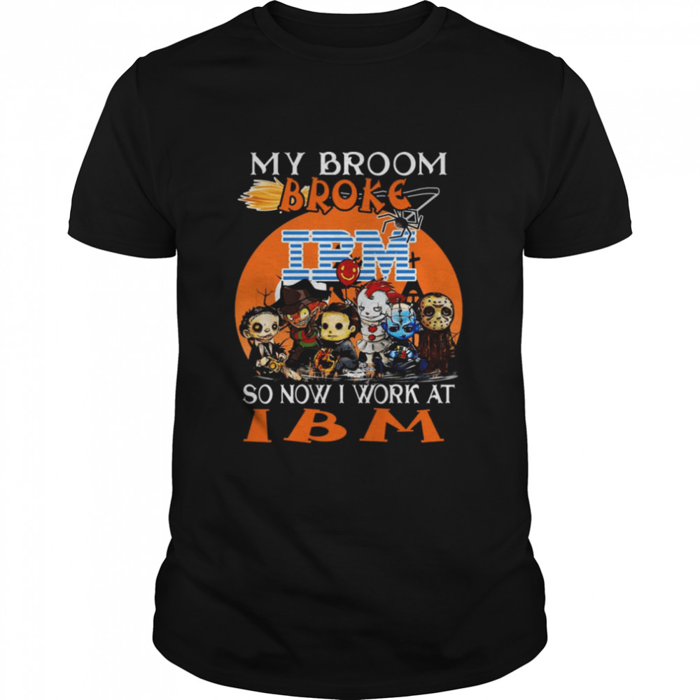 Chibi Horror characters my broom broke so now I work at IBM Halloween shirt Classic Men's T-shirt
