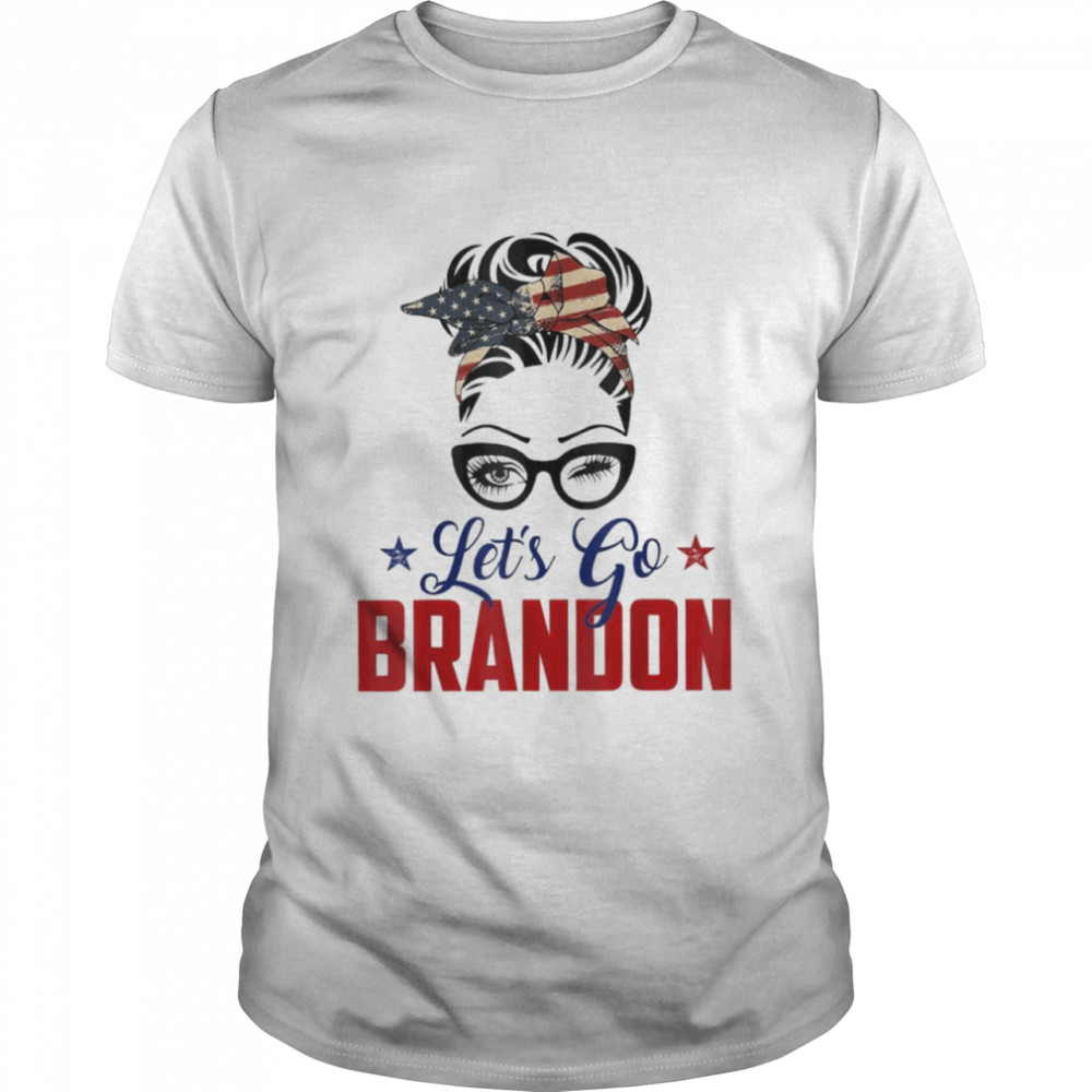 Messy bun bleached american flag lets go brandon shirt Classic Men's T-shirt