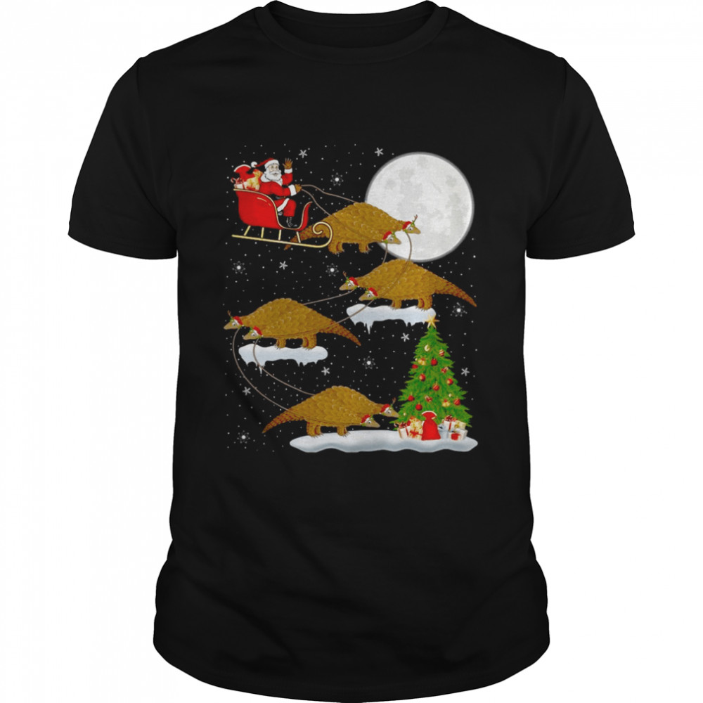 Xmas Lighting Tree Santa Riding Pangolin Christmas Sweater T-shirt Classic Men's T-shirt