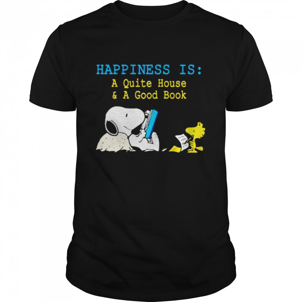 Snoopy and Woodstock happiness is a quiet house and a good book shirt Classic Men's T-shirt