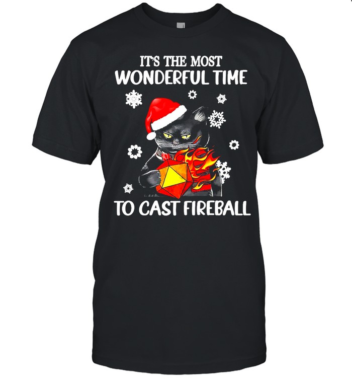 Santa Black Cat It’s The Most Wonderful Time To Cast Fireball Christmas Sweater T-shirt Classic Men's T-shirt