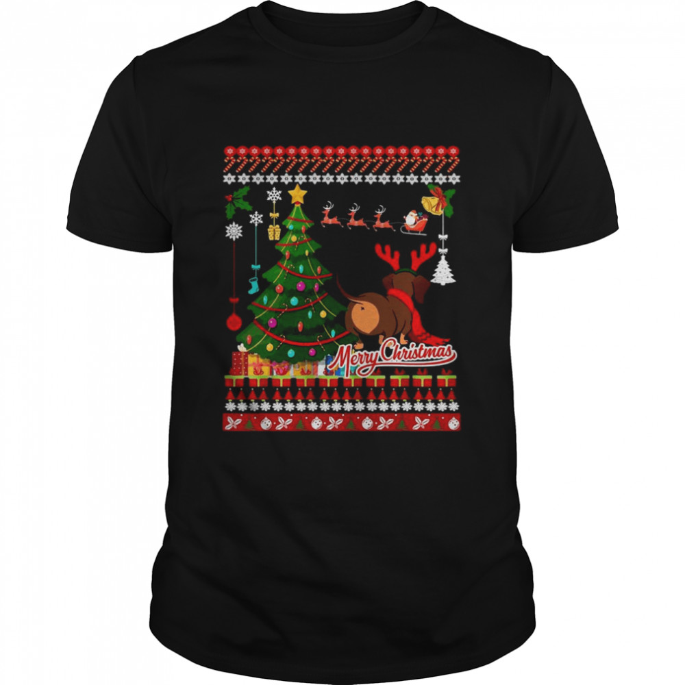 Dachshund Dog Christmas Ugly Dachshund Xmas Sweater T-shirt Classic Men's T-shirt