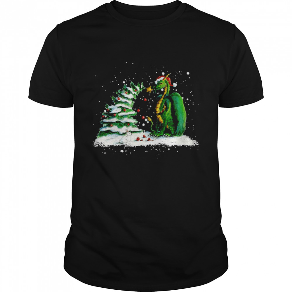 Dragon Play With Tree Christmas Sweater T-shirt Classic Men's T-shirt
