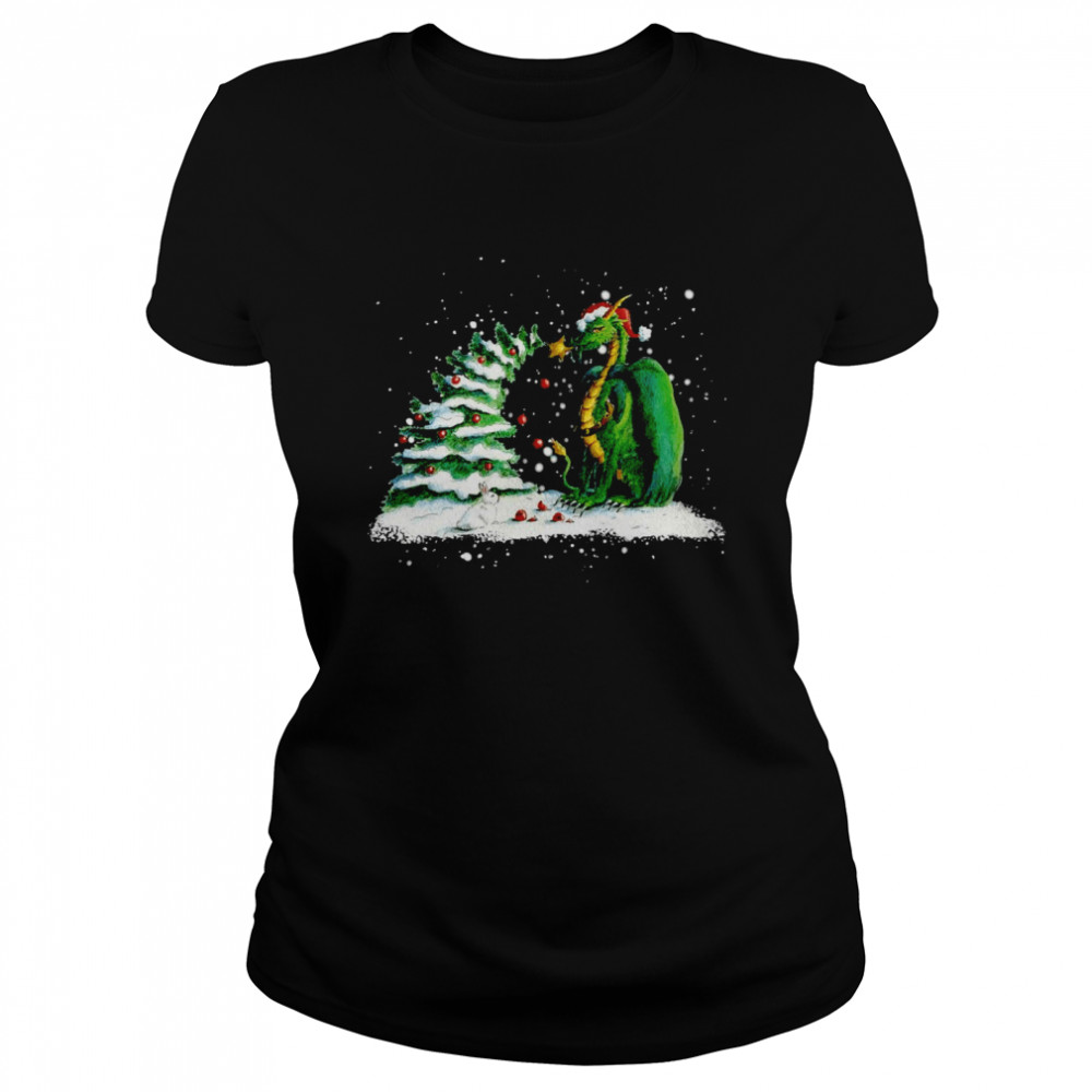 Dragon Play With Tree Christmas Sweater T-Shirt Classic Women'S T-Shirt