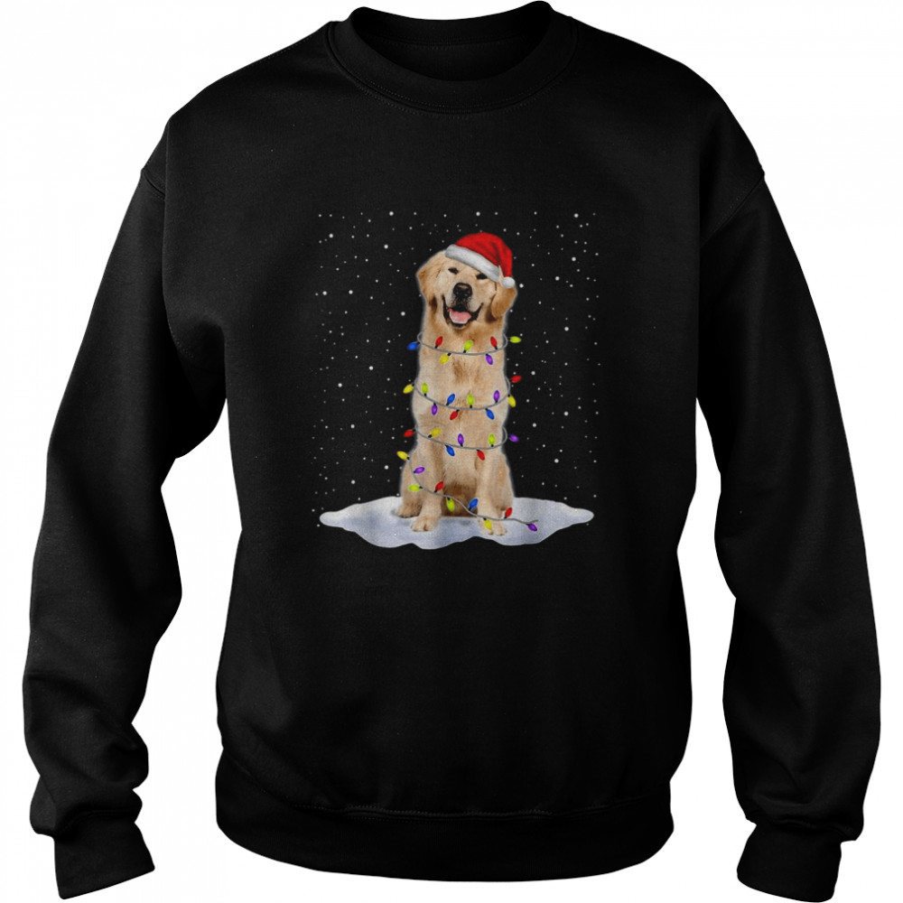 Golden Retriever Santa Christmas Tree Lights Xmas  Unisex Sweatshirt