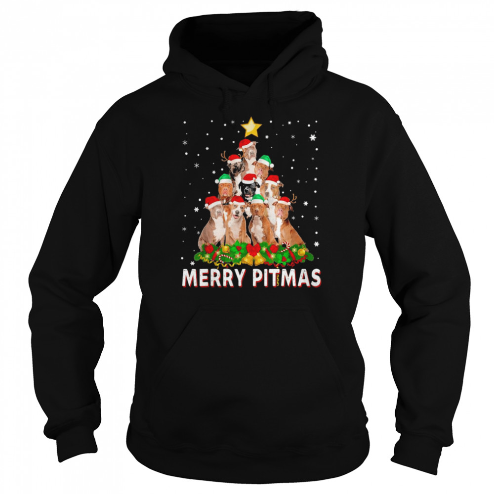 Merry Pitmas Pitbull Dog Ugly Christmas Shirt Unisex Hoodie