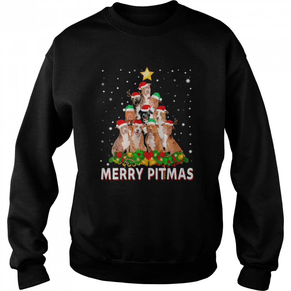 Merry Pitmas Pitbull Dog Ugly Christmas Shirt Unisex Sweatshirt