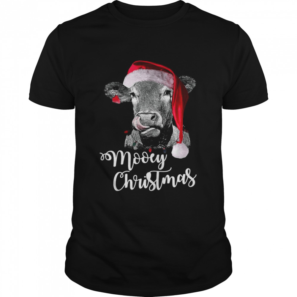 Mooey Christmas Fun Heifer Santa Xmas Light Cow Farmer Lover  Classic Men's T-shirt
