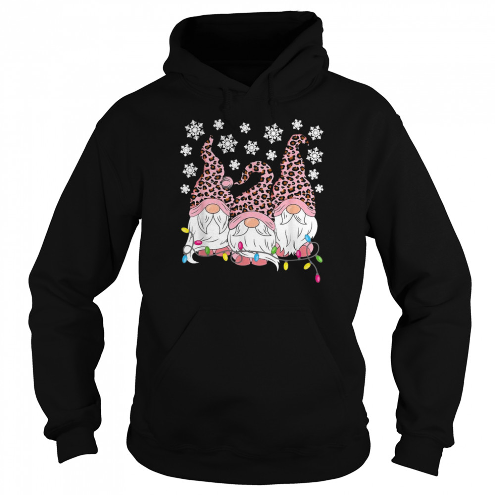 Pink Leopard Print Gnomes Xmas Funny Christmas Gnome Unisex Hoodie