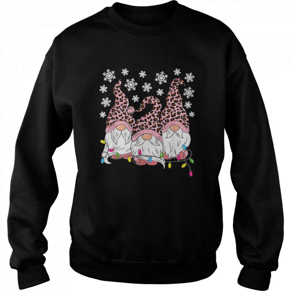Pink Leopard Print Gnomes Xmas Funny Christmas Gnome  Unisex Sweatshirt