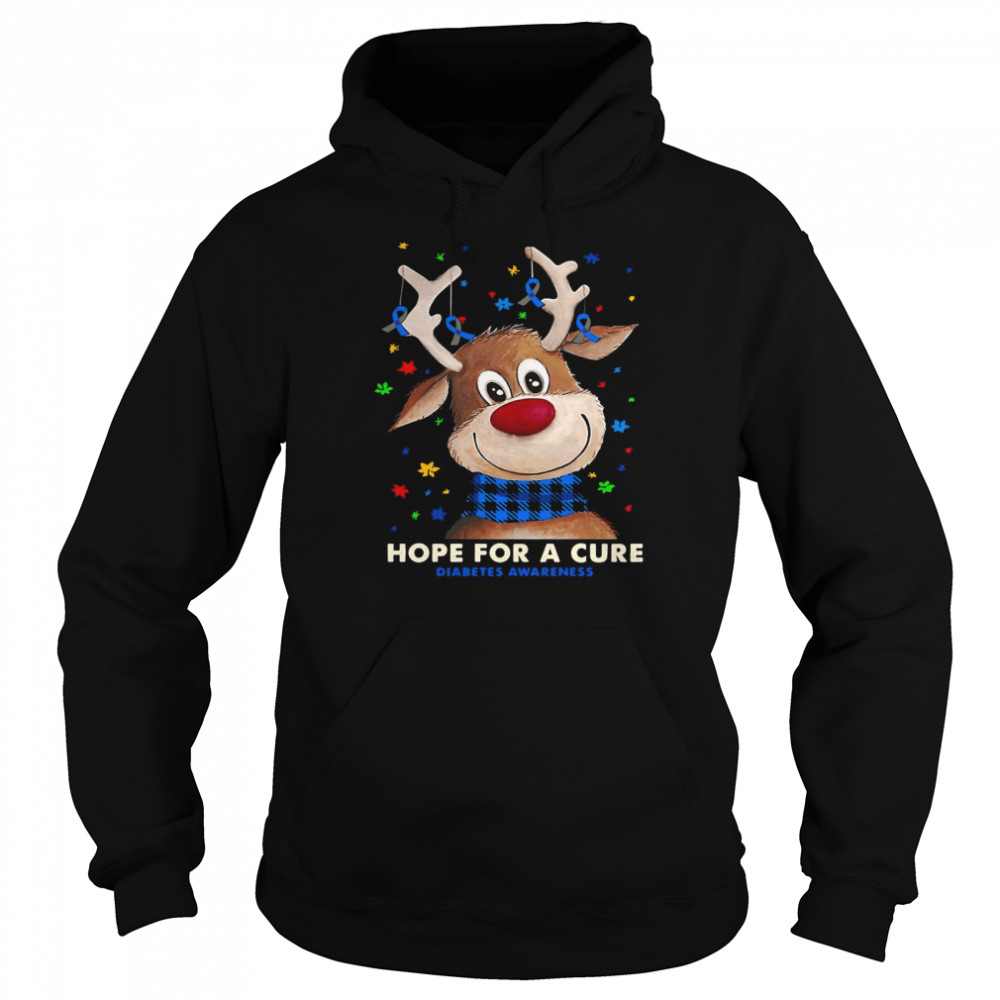 Reindeer Hope For A Cure Diabetes Awareness Sweater T Shirt Unisex Hoodie