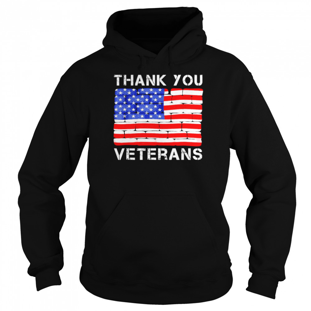 Thank You Veterans Veteran Day American Flag  Unisex Hoodie