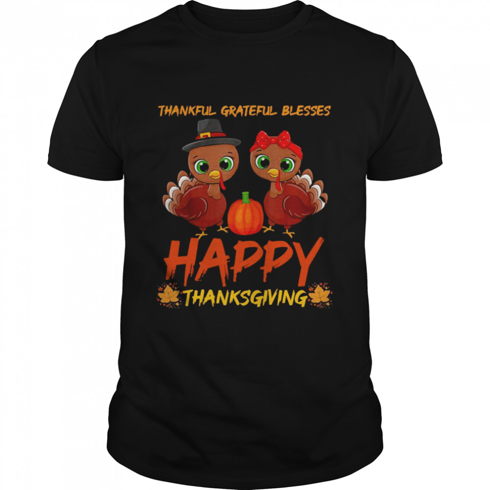 Thankful Grateful Blessed Happy Thanksgiving Turkey  Classic Men's T-shirt