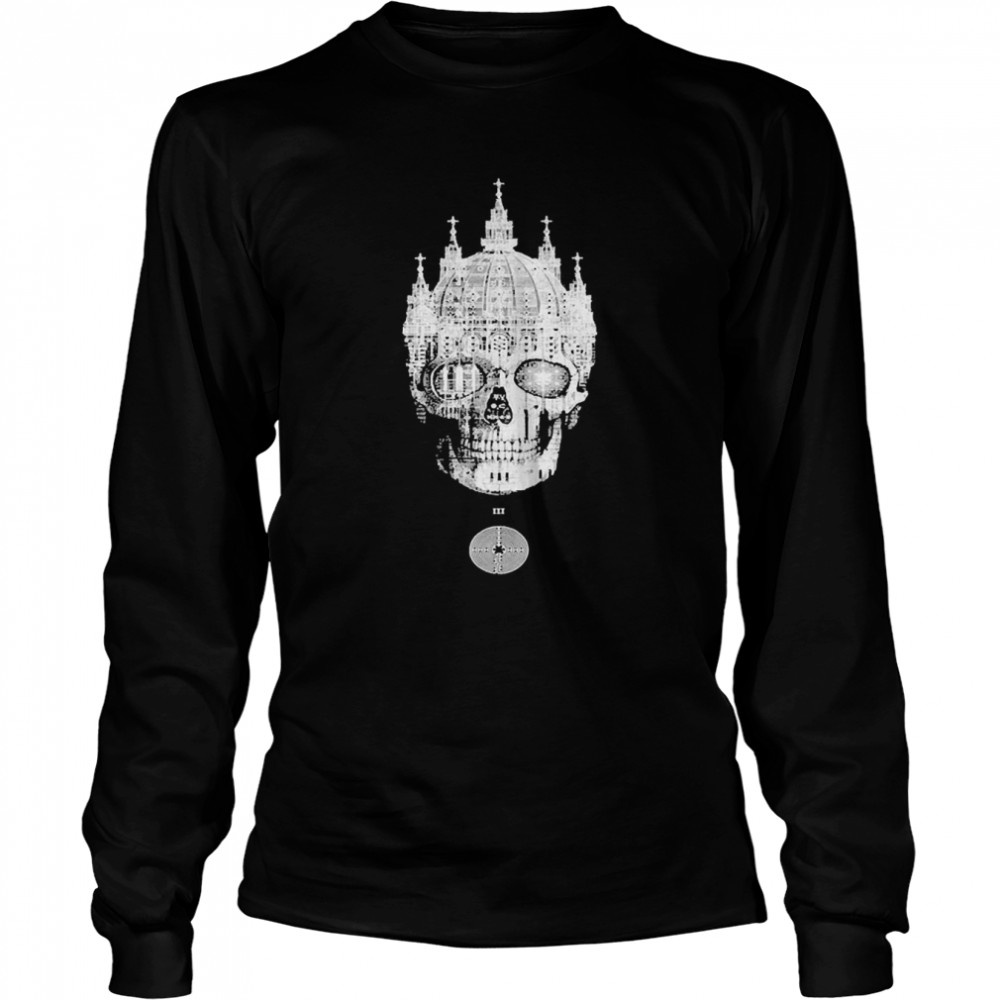 The King Skull And Crown Memento Mori Occult Sacred Geometry  Long Sleeved T-Shirt
