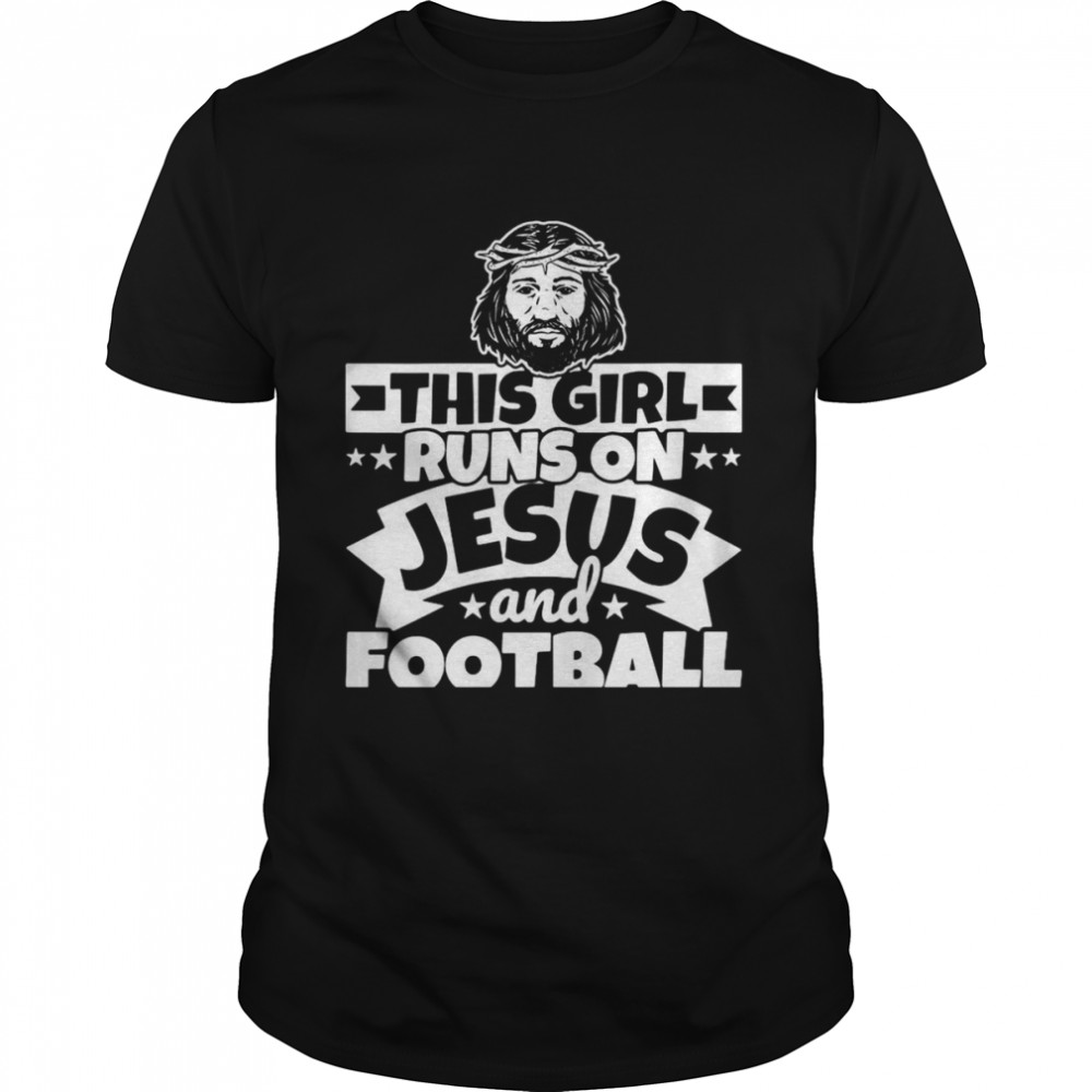 Womens Girl runs on Jesus and football T-shirt Classic Men's T-shirt