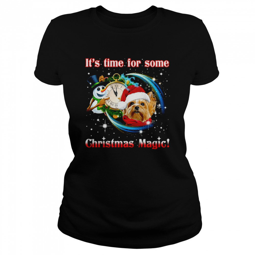 Yorkshire Terrier Its Time For Some Christmas Magic Sweater T Shirt Classic Womens T Shirt