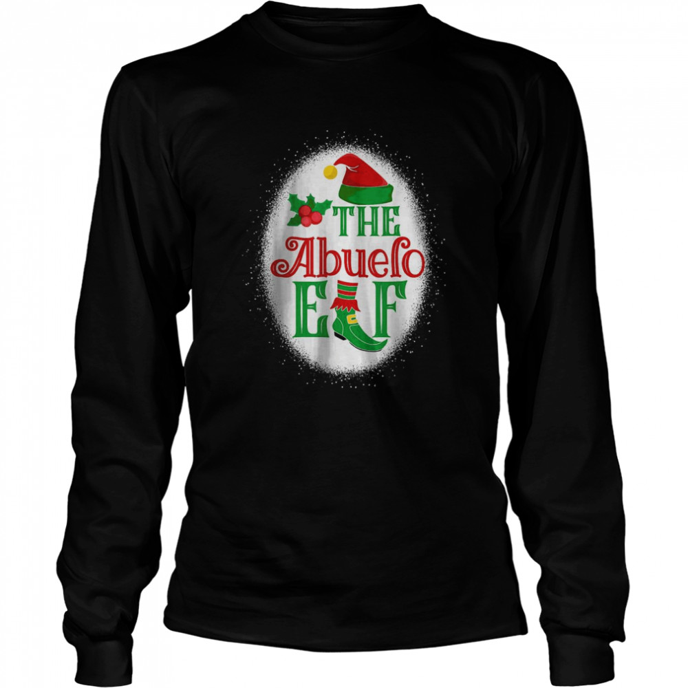 The Abuelo Elf Matching Family Christmas Elf Bleached T- Long Sleeved T-Shirt