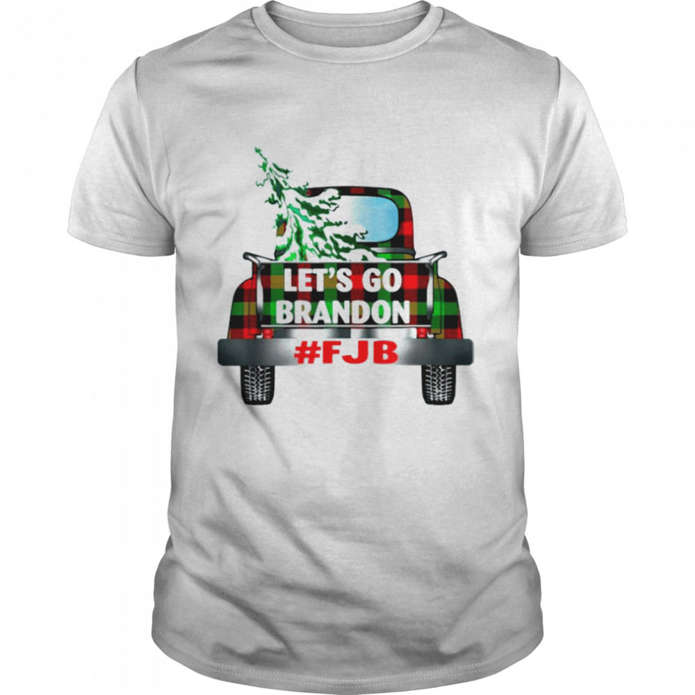 Let’s Go Brandon #Fjb Plaid Truck Christmas Trees shirt Classic Men's T-shirt