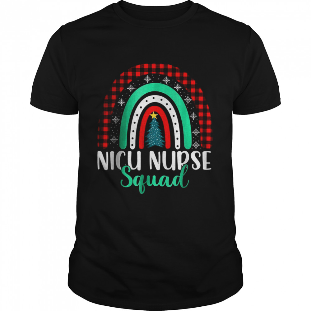 Christmas Nurse Love NICU RN Santa Reindeer Rainbow.  Classic Men's T-shirt