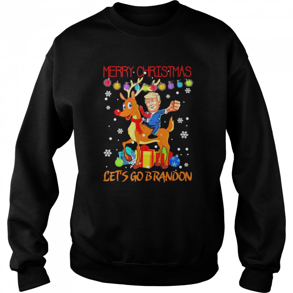 Let’s Go Brandon Merry Christmas Trump Riding Reindeer T- Unisex Sweatshirt