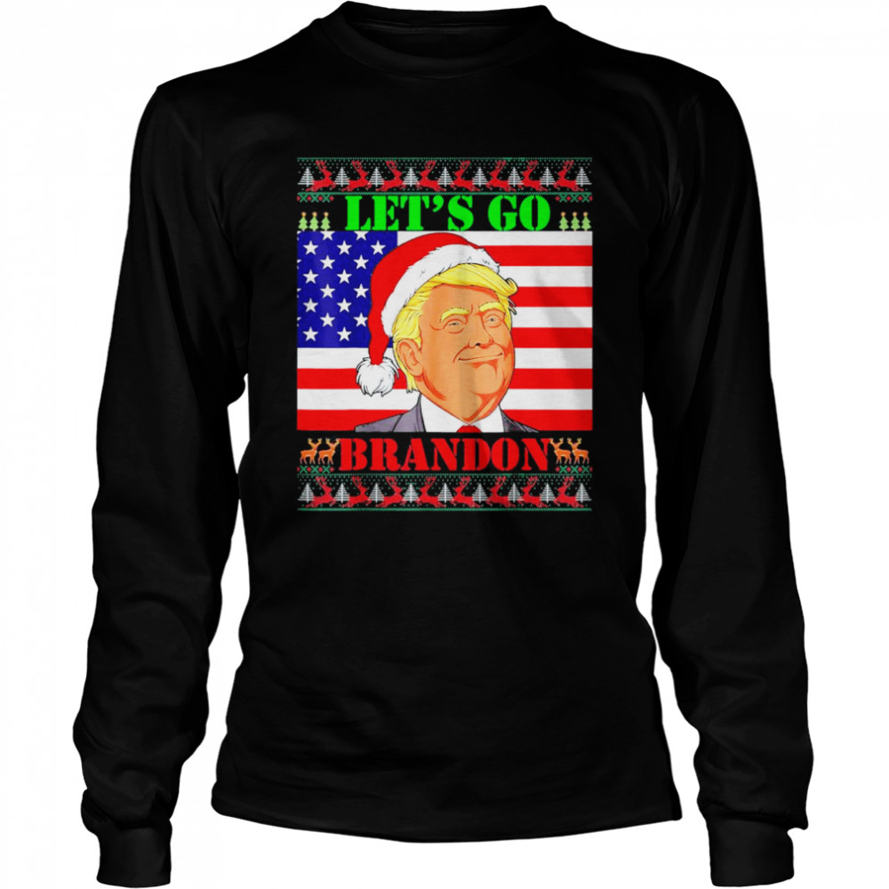 Lets Go Brandon Trump Ugly Christmas Sweater Usa Flag T Long Sleeved T Shirt