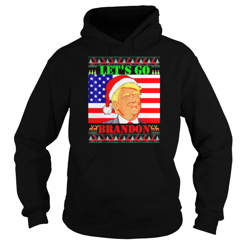 Lets Go Brandon Trump Ugly Christmas Sweater Usa Flag T Unisex Hoodie