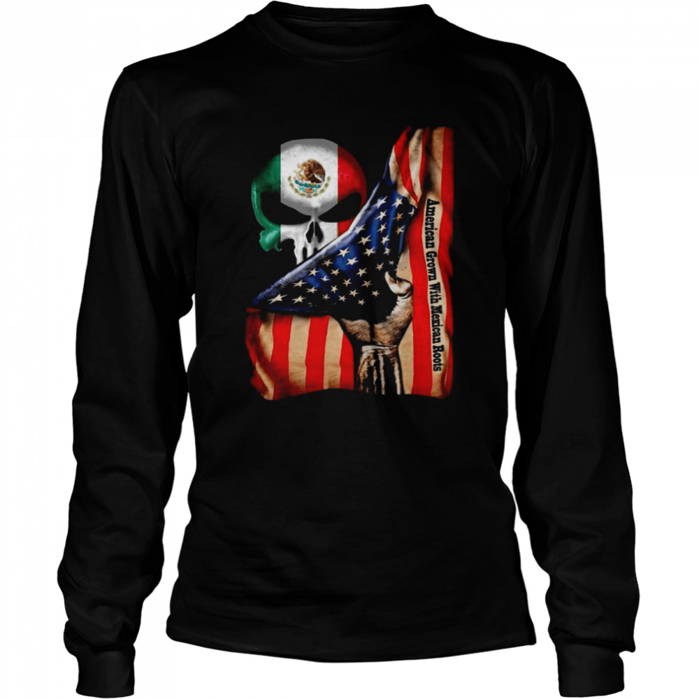 Official Skull American grown with Mexican Roots 2021  Long Sleeved T-shirt