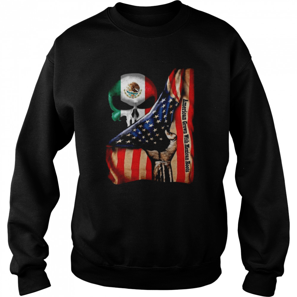 Official Skull American Grown With Mexican Roots 2021 Unisex Sweatshirt