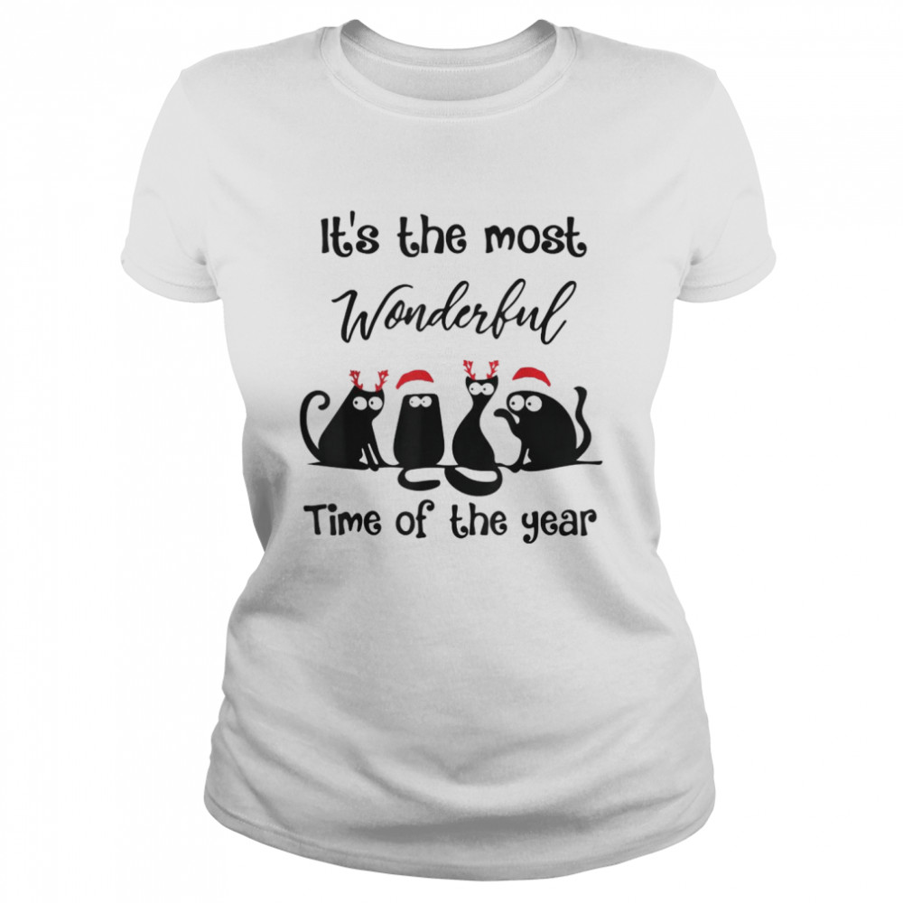 Santa Cat It’s The Most Wonderful Time Of The Year Chirstmas Shirt Classic Women'S T-Shirt