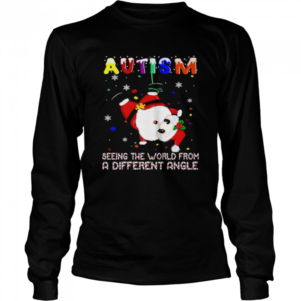Santa Claus Autism Seeing The World From A Different Angle Christmas Shirt Long Sleeved T Shirt
