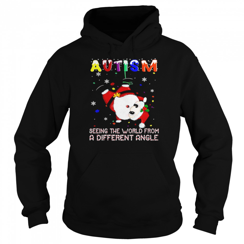 Santa Claus Autism Seeing The World From A Different Angle Christmas Shirt Unisex Hoodie