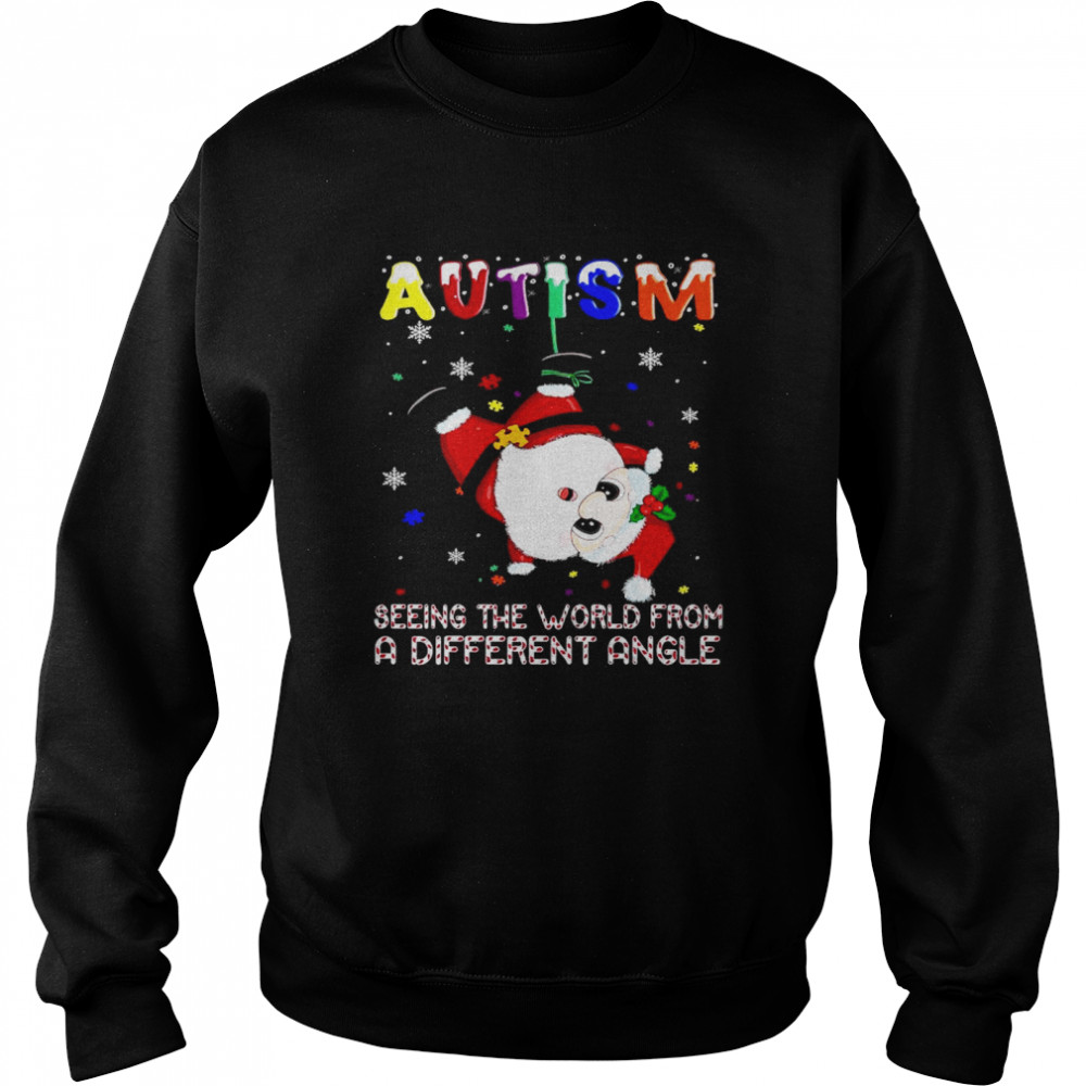 Santa Claus Autism Seeing The World From A Different Angle Christmas Shirt Unisex Sweatshirt