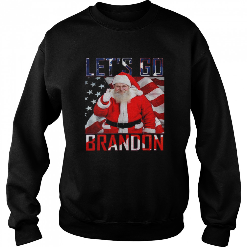 Santa Claus Good Let’s Go Brandon American Flag Christmas Shirt Unisex Sweatshirt