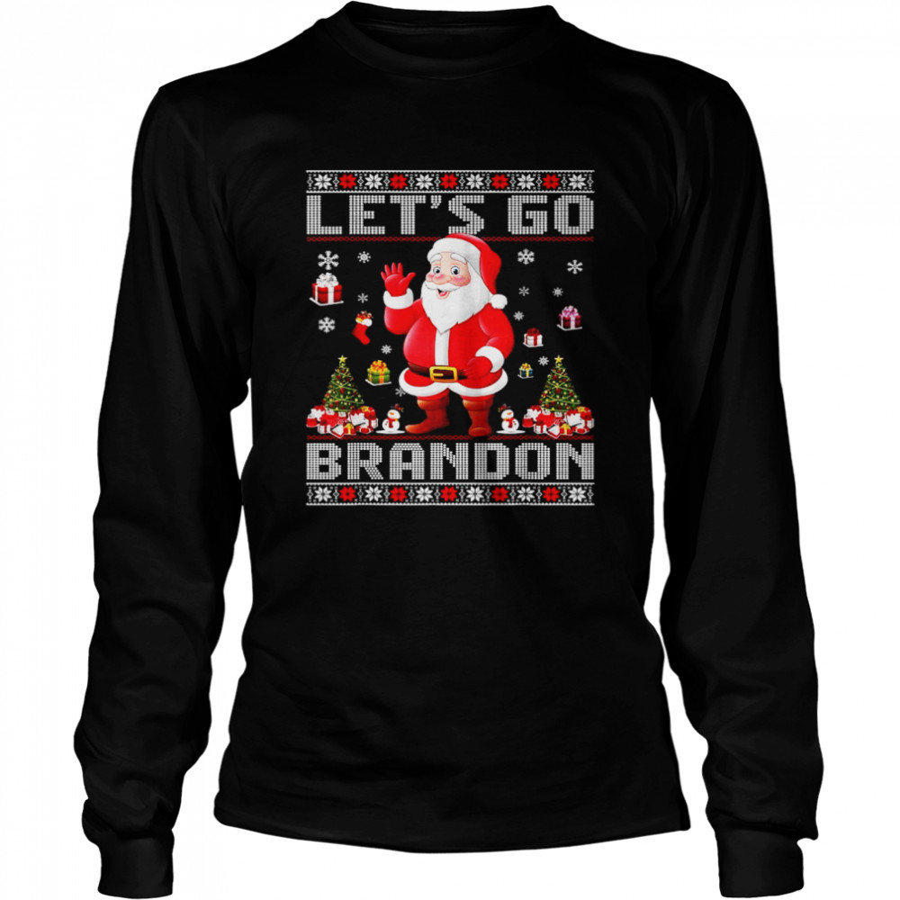 Santa Claus Let’s Go Brandon Anti Biden Ugly Christmas Shirt Long Sleeved T-Shirt