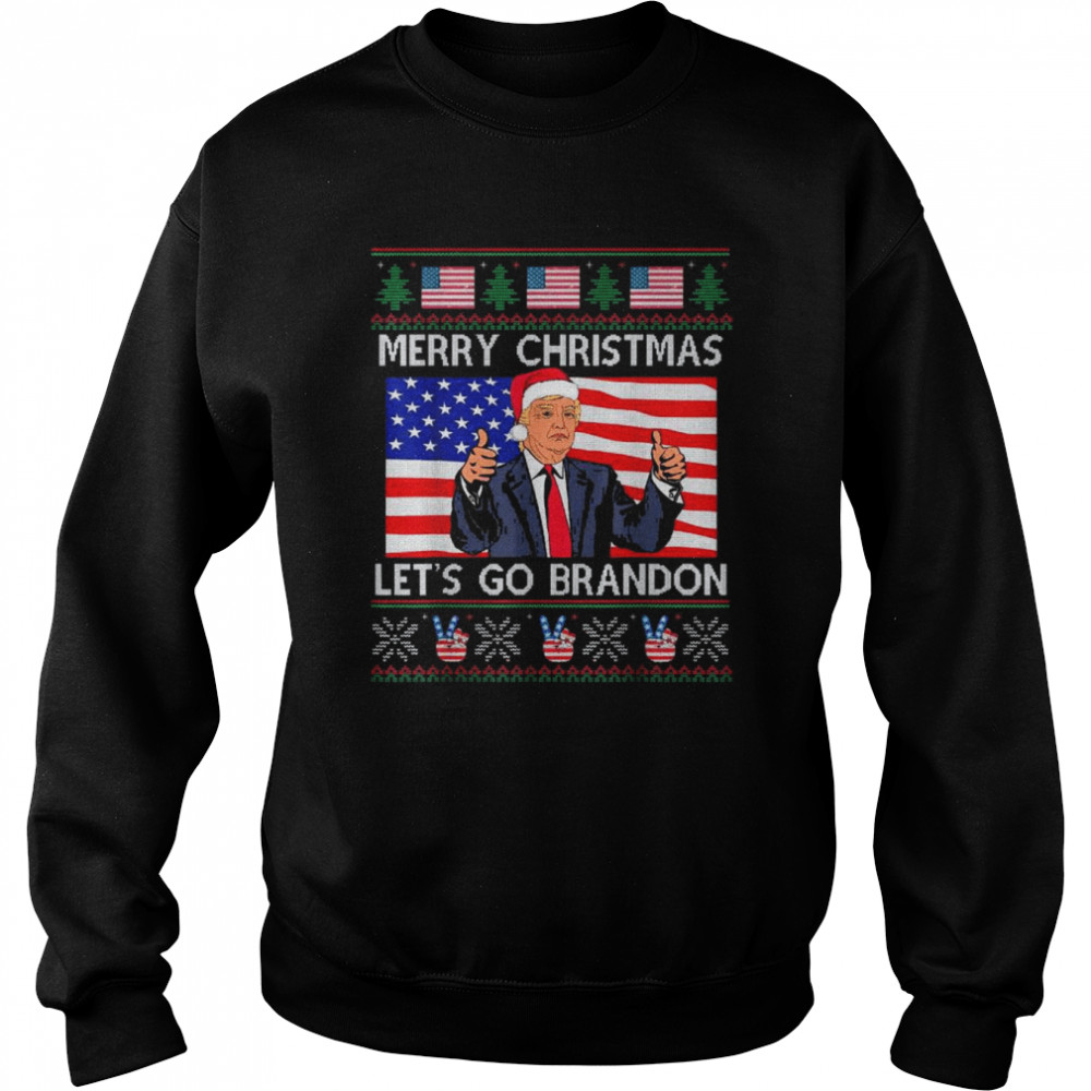 Santa Donald Trump Merry Christmas Let’s Go Brandon Ugly Shirt Unisex Sweatshirt