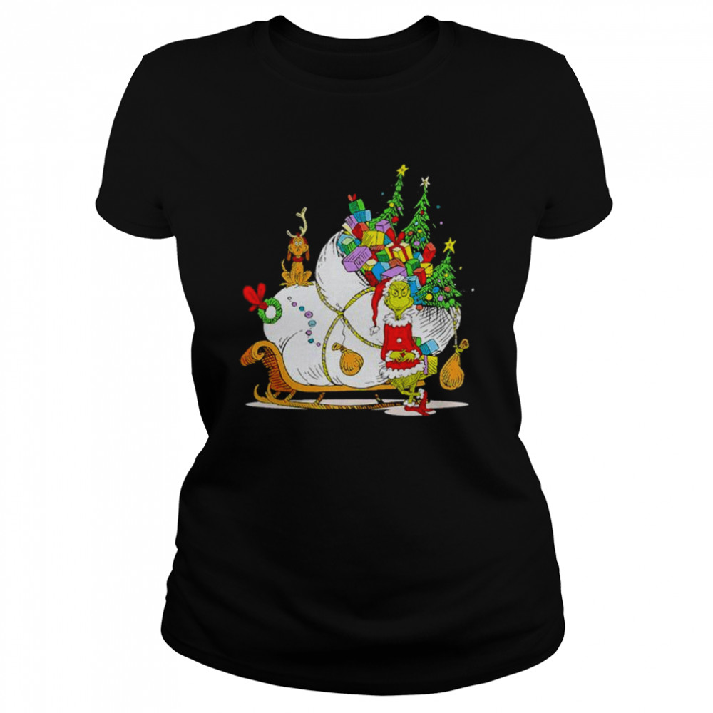 Santa Grinch And Dr Seuss Merry Christmas Tree Shirt Classic Women'S T-Shirt