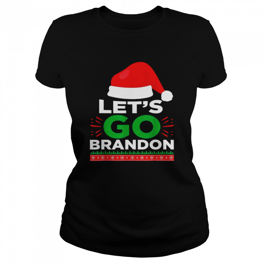 Santa Hat Xmas Let’s Go Brandon Merry Christmas Shirt Classic Women'S T-Shirt